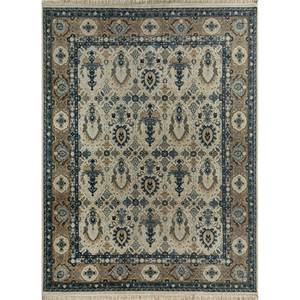 พรมขนสัตว์ถักมือ Gulnar สีเบจ-น้ำตาล ลายเหรียญรูปสี่เหลี่ยมผืนผ้า สำหรับใช้ในบ้าน ห้องนั่งเล่น ทางเดิน-SPR-41(CS-01) - Product Image 1