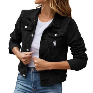 แจ็กเก็ตยีนส์สำหรับผู้หญิงเสื้อแจ็กเก็ตยีนส์สีเทาดีไซน์ใหม่2024 - Product Image 2