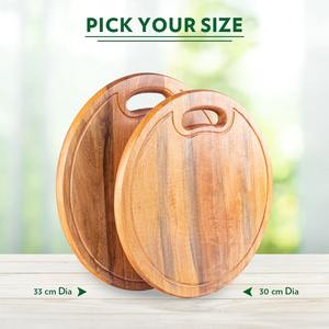 Cadeaux de mariage de Noël Plateau de charcuterie en bois rotatif en bois naturel Planche à légumes ronde en bambou - Product Image 3