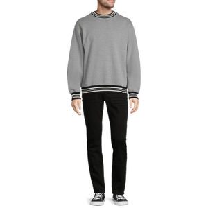 Sweat-shirt Long à manches rayées pour homme, 2023 100% coton, col ras du cou et ourlet, OEM avec personnalisation, vente en gros - Product Image 3