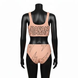 Maillot de bain bikini femme en polyester et élasthanne, séchage rapide, doux, imprimé pêche éclatant, logo personnalisé en strass - Product Image 2