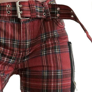 Pantalon gothique pour femme, pantalon rock rigide, pantalon en jean à carreaux rouge, alternative 2026 - Product Image 5