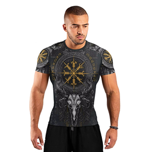 Rashguard personnalisé en spandex anti-UV pour hommes, protection solaire UPF 50+, manches courtes, pour Jiu Jitsu, BJJ, MMA, maillot de compression - Product Image 6