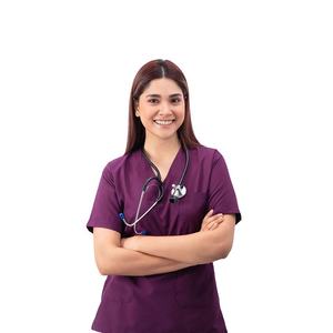 Traje médico de 2 piezas de color púrpura cómodo y elegante para mujer con colores y tamaños personalizados - Product Image 1