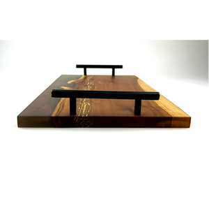 Plateau de petit-déjeuner en bois et résine, forme ronde, différentes tailles, design luxueux, plateau de service en bois personnalisé - Product Image 3