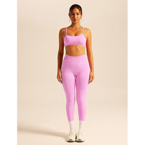 Ensemble de fitness pour femmes, soutien-gorge sans couture et leggings taille haute, extensible, respirant, tenue de yoga et de sport - Product Image 4
