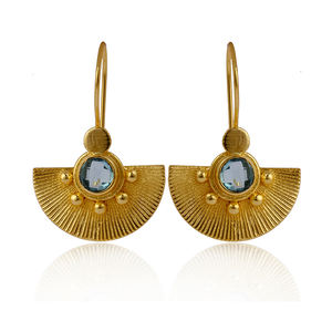 Citrine Quartz larme crochet boucles d'oreilles Unique classique en laiton bijoux Western exotique plaqué or Style bohème pour les femmes - Product Image 2