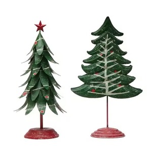 Árbol de Navidad Metálico Alto Vintage Verde con Estrella para Decoración Navideña de Mesa, Centro de Mesa Festivo - Product Image 2