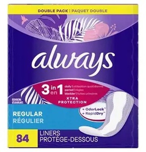 Always Xtra Protection, Toallas Sanitarias Diarias Regulares, Sin Perfume, 100 Unidades - Paquete de 2 - Product Image 2