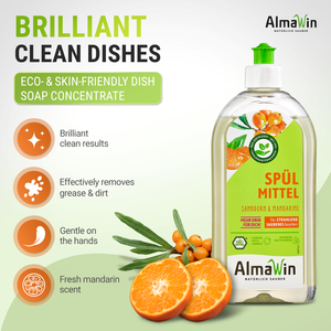 AlmaWin Liquide à Vaisselle Biologique Parfait au Parfum d'Argousier-Mandarine 500ml Détergent Organique Puissant pour Vaisselle - Product Image 2