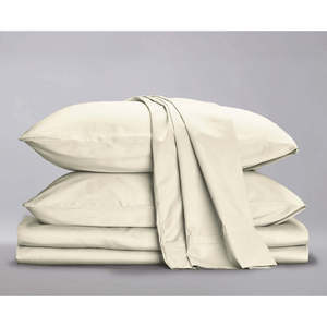 Ensemble de draps plissés en coton satiné bio King Size, 4 pièces, literie unie écologique - Product Image 1