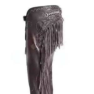 Material duradero transpirable lavado hombres cuero Chaps precio barato nueva llegada hombres cuero genuino Chaps en venta al por mayor - Product Image 6