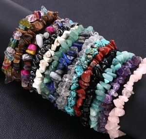 Wholesale Natural Gemstone Chip <b>Bracelets</b> | Authentic Polished Crystal Healing Jewelry Bulk Irregular Stone <b>Elastic</b> <b>Bracelets</b> - Product Image 1