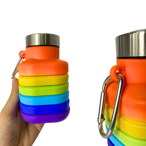 Bouteille d'eau de voyage en silicone pliable forme carrée 500ml - Product Image 3