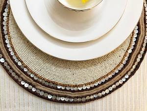 Luxury Embroidery Colored Beads Design Eco-Friendly Placemat <b>Table</b> <b>Mats</b> for Home Wedding Party Use - Product Image 5