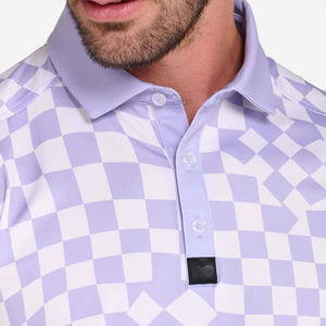 Polo a Cuadros Lavanda para Hombre, Manga Corta, Ligero, Suave, para Golf, Tenis, Polo Informal, Ropa Deportiva de Verano - Product Image 5