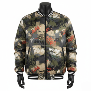 Chaqueta Bomber de alta calidad para mujer, GSM suave tela de poliéster, estampado de camuflaje Multicolor, logotipo bordado personalizado, chaquetas Bomber para mujer - Product Image 1