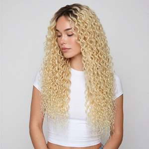 Extensions de cheveux humains vierges russes Remy 12A 3B # Blond platine 60, ondulations naturelles, doux - Product Image 2