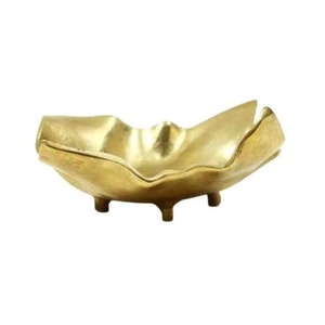 Bol décoratif en or avec motif de fleurs Plateau de centre de table au design floral élégant pour la décoration intérieure Table à manger Utilisation de l'affichage des accents - Product Image 3