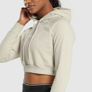 2024 otoño 380g suéter lavado Crop Hoodie mujeres Streetwear recortada moda sudaderas con bajo Moq para la venta - Product Image 5