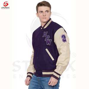 Hommes hiver chaud personnalisé Sherpa polaire haute qualité Vintage Streetwear grande taille conception Zip Up Baseball Varsity vestes - Product Image 5