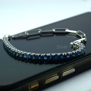 Dernier modèle de bracelet en or massif 14 carats avec saphir bleu fait main plaqué argent Bracelets à motif de verrouillage pour femmes productibles In10K/18K - Product Image 4