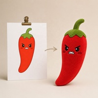 Juguete de Peluche de Chile Rojo Personalizado, Juguete de Peluche de Vegetales Bordado, Suave, para Regalos, Fabricación OEM ODM