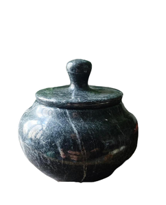 Pot en marbre noir pierre naturelle, pot à bonbons en pierre d'onyx, pot en marbre fait main avec couvercle - Product Image 3