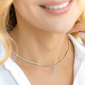 สร้อยคอเทนนิสเริ่มต้นส่วนบุคคลพร้อมตัวอักษรสีทองเพชรโมอิส14k โซ่ชั้นดีที่กำหนดเองสำหรับของขวัญวันแม่ที่สมบูรณ์แบบของเธอ - Product Image 3