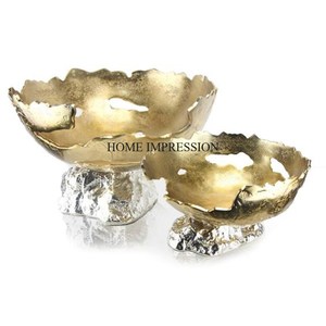 Bols de service en métal de qualité supérieure, plaqués or, au design unique et élégant, à prix impressionnant - Product Image 4