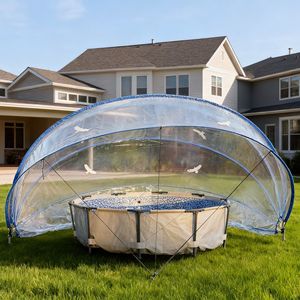 Brand New 18 Foot Retractable <b>Pool</b> Cover PVC Film Fiberglass Rod <b>Pool</b> Fence Safety Features <b>Accessories</b> for Outdoor Swimming - Product Image 2