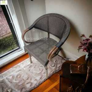 Muebles de comedor de madera maciza de lujo moderno, sillas de comedor de mimbre con brazo de madera natural para restaurante - Product Image 3