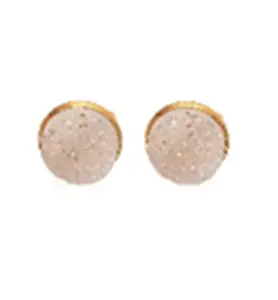 Explore Latest Exclusive White Druzy Design Earrings Trendy Gold Plated Brass Stud Earrings