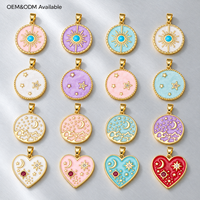 Pendentifs Cœur, Soleil, Lune et Étoile en Émail Coloré Plaqué Or, Breloques Célestes pour Femmes, Bijoux DIY, Vente en Gros