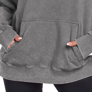 <b>Top</b> Selling Unisex Customize <b>Distress</b> Embroidered 100% Cotton French Terry Acid Washed Boxy Style Oversized Hooded Winter - Product Image 2