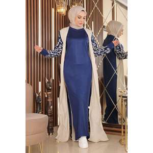 Robe longue décontractée en tricot crocheté à motifs hippie pour femme, col carré, translucide, tailles XS-XL, nouvelle collection Mega Merchant - Product Image 1