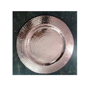 Placa de cargador de Metal martillado, cocina/mesa de comedor chapada en latón profundo, platos para servir, paquete de placas de Metal de Mesa para el hogar - Product Image 5