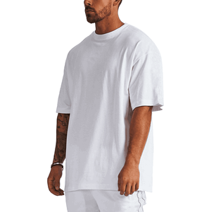 T-shirt Boxy surdimensionné 100% coton de luxe pour hommes col montant épais en éponge avec col rond épais de haute qualité - Product Image 6