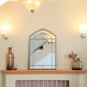 Decorative <strong>Gothic</strong> Farmhouse Make up Wall <strong>Mirror</strong> Art Deco Wrought Iron Metal <strong>Mirror</strong> for Room - Product Image 1