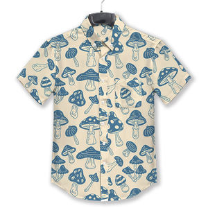 เสื้อเชิ้ตผู้ชาย240กรัมมีกระดุมคอปกคิวบาแขนสั้นทรงหลวมสีพื้น - Product Image 1