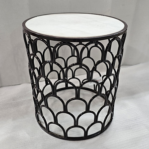 Taburete redondo de metal y mármol marrón de diseño moderno para sala de estar y dormitorio a un precio económico en la India para hoteles - Product Image 4