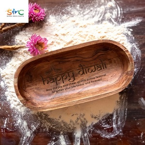 Happy Diwali Gravé Grand Bol Diwali Party Table Top Décoration Unique Design Cadeau Plateau De Service - Product Image 2