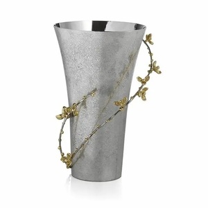 Gold Plated Aluminum <b>Flower</b> Vase Home <b>Decorative</b> Tabletop Handmade <b>Flower</b> Holder Customized Size Designer Metal <b>Flower</b> Pot IQBAL - Product Image 2