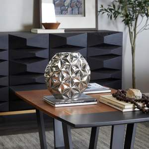 Jarrón brillante Artistryl floreros dorados jarrón de Metal decorativo con detalles de textura floral para el hogar, la Oficina y la decoración de eventos - Product Image 5