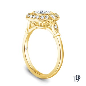 Bague de fiançailles en or 14 carats avec diamants anciens, accents baguette et ronds, vente en gros OEM, fabricant international de vente au détail - Product Image 2