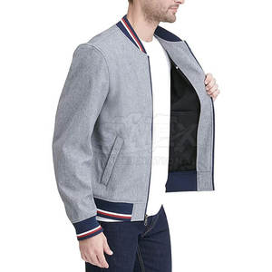 Vente en gros taille personnalisée hommes fermeture éclair Letterman veste d'hiver à vendre à l'extérieur col montant hommes fermeture éclair Letterman veste d'hiver - Product Image 4