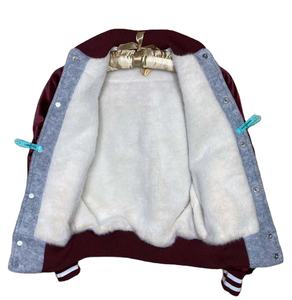 Ensemble complet en manches en satin manches raglan corps en laine bombardier universitaire en laine satinée blouson de base-ball pour hommes - Product Image 3