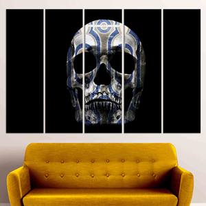 Impression sur toile de crâne orné : Décoration murale abstraite gothique, lot de 5 toiles - Product Image 1