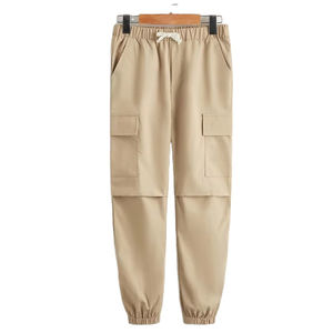 Pantalones DE TRABAJO Cargo con cordón de ajuste holgado de último estilo, pantalones para niños, pantalones para correr en blanco, nuevos pantalones Cargo con logotipo personalizado para niños - Product Image 5