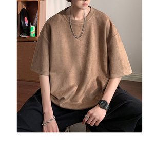 Vente en gros 100% T-shirt col rond en coton épais personnalisé uni blanc délavé Style vintage surdimensionné respirant tricoté pour hommes - Product Image 1